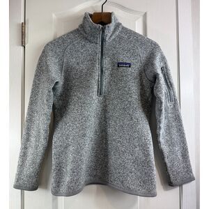 Patagonia Women's 1/4 Zip Better Sweater Pullover Gray Birch White Size XS